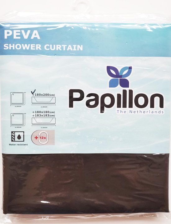IFC Papillon Douchegordijn - 180x200 cm - Taupe - Waterdicht - PEVA - Inclusief ringen