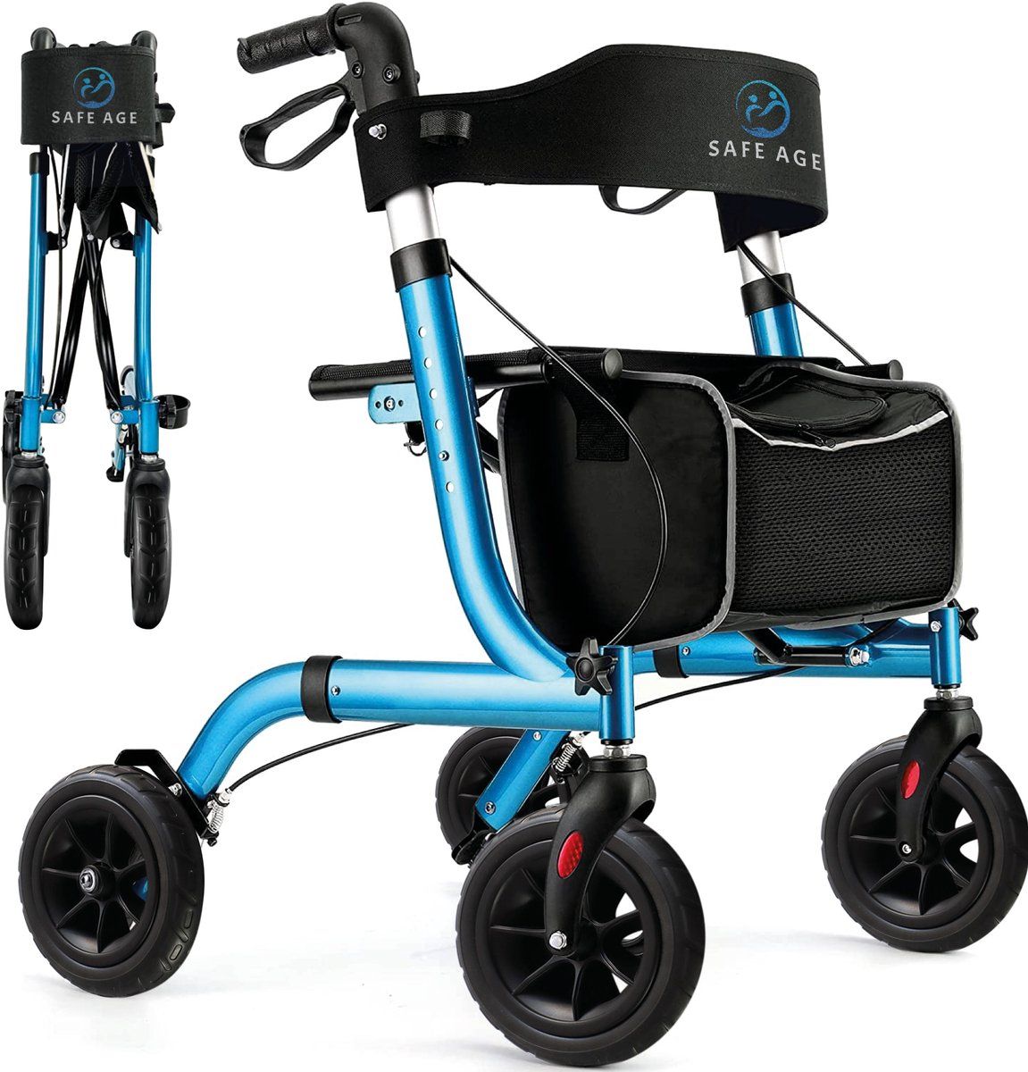 Safe Age® Rollator Lichtgewicht Opvouwbaar - Zitfunctie - Blauw