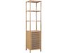 Non-branded High Bathroom Cabinet with Door and 4 Shelves - Natural Bamboo - Freestanding - 41x36x165 cm