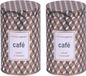 Urban Living Koffie bewaarblik - 2x - metaal - retro print - 11 x 18 cm