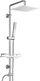 PromoHome Regendouche douchesysteem met legplank doucheset zonder douchekraan chroom (20x20)