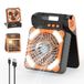 Smiling Shark Campingventilator met led, draagbaar, op zonne-energie, campingventilator met licht, USB, oplaadbaar, 90 graden, opvouwbaar, 4 snelheden en powerbank, draadloos, campingventilator voor