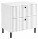 3xE living Meuble de salle de bain sur pied sous lavabo 60 cm, 2 tiroirs, blanc + plateau blanc/pieds noirs, poignées noires, 60 x 44,4 x 73,6 cm