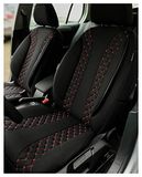 BREMER SITZBEZÜGE Maat stoelhoezen compatibel met Mercedes Vito W447 bestuurder & passagiers N302 zwart/rode naad