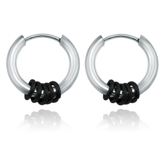 LGT JWLS Lookinggoodtoday Stalen oorringen Flexible Rings-Zwart
