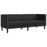 VidaXL 372666 Driezitsbank Chesterfield-stijl Kunstleer Zwart