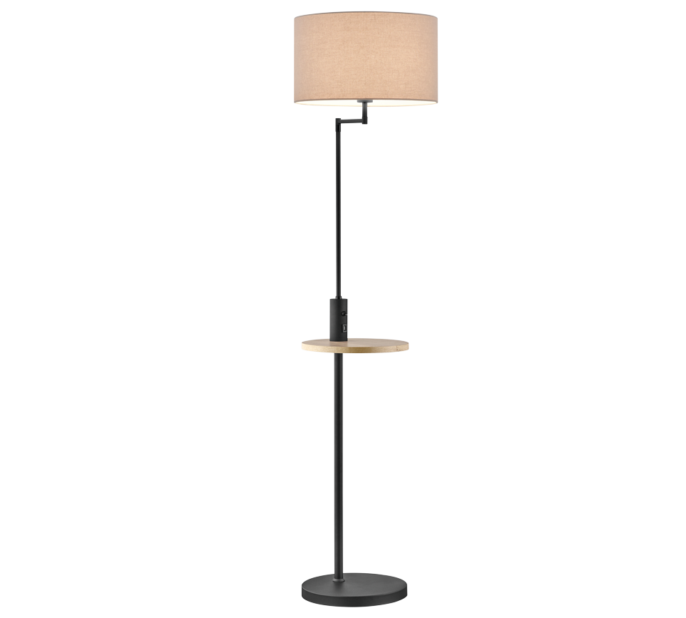 Trio Leuchten Claas Vloerlamp - Zwart - E27 - 160cm