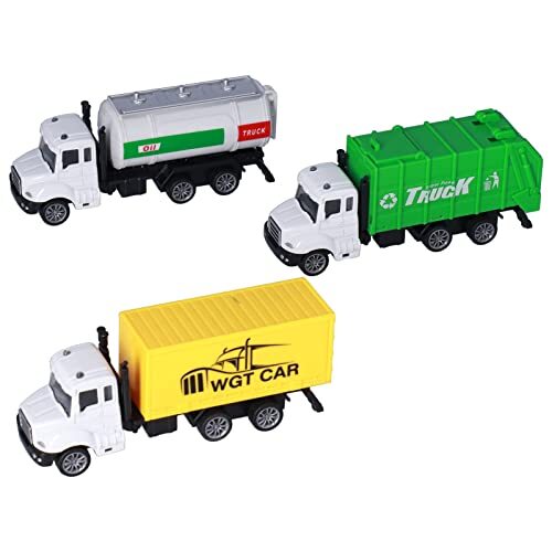 Shanrya Legering Sanitation tankwagen speelgoedset, 1:50 vuilniswagenmodellen, set realistische terugtrekbeveiliging voor (transportwagenset terugtrekken)