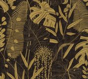 A.S. Création vliesbehang met palmbladmotief in zwart, goud, metallic – exotisch junglebehang 10,05 m x 0,53 m – 791643