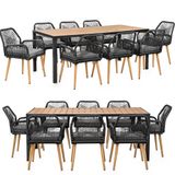 Swing&Harmonie Ensemble de jardin avec table et 8 chaises - résistant aux intempéries - corde tressée - table de salle à manger en WPC - coussin d'assise - groupe de salle à manger d'extérieur - anthracite/bois