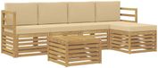 vidaXL Bank loungeset 6-delig Wit en Beige Polyester Inclusief Tafel