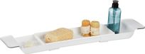Merkloos Relaxdays Uitschuifbare badplank met antislip oppervlak en waterafvoergaten, wit
