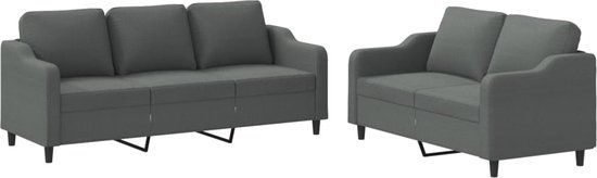 vidaXL 2-delige Loungeset met kussens stof donkergrijs