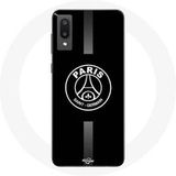 Maniacase Hoesje Samsung Galaxy A02 psg logo jordan grijs zwarte achtergrond