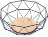 MSV Fruitschaal – Stalen Fruitmand met Industrieel Design – Fruitmandje Zwart met Hout