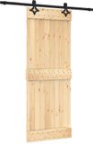 vidaXL Schuifdeur 80 x 210 cm Massief Pine Hout (Onbehandeld)