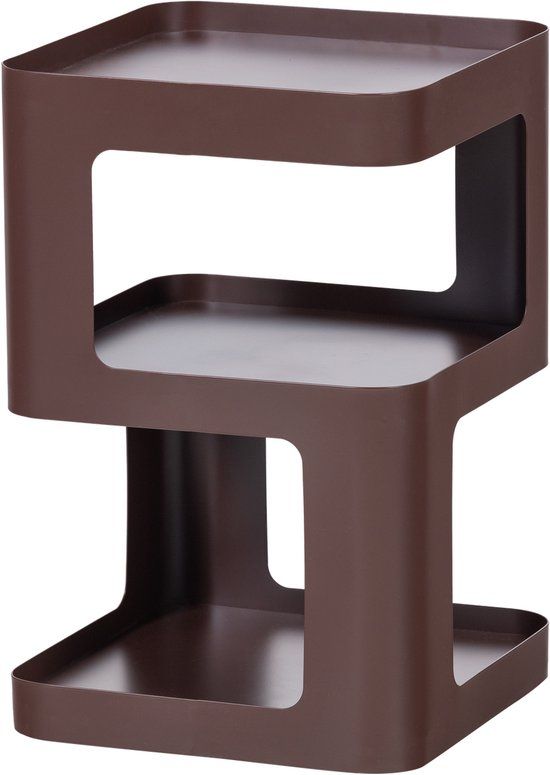 WOOOD Riv Bijzettafel/Nachtkastje - Metaal - Paars/Bruin - 54x35x35