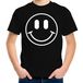 Bellatio Decorations Verkleed shirt jongens - Smile / Emoticon - zwart - carnaval - feestkleding voor kinderen 146/152