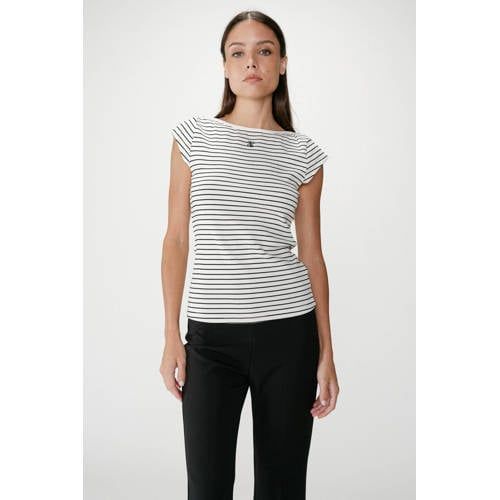 Grace & Mila gestreepte top ecru