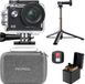 AKASO EK7000 Action Camera - avec perche à selfie de 60 cm et sac - étanche 30 m - télécommande - zoom 4× - WiFi - caméra sous-marine - noir