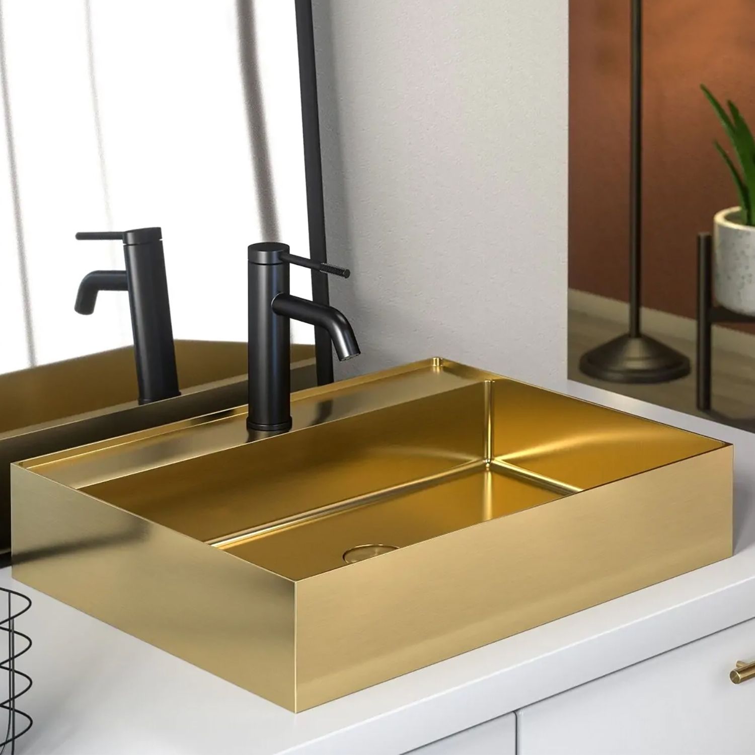 Boss & Wessing Waskom boss & wessing maido 1 kraangat 54x42 cm mat goud