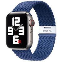 Armband SZSMART Flexibele gevlochten voor Apple Watch Series 5 44 mm blauw