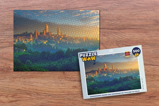 MuchoWow Puzzel Zonsopkomst boven San Gimignano bij Toscane in Italië - Legpuzzel - Puzzel 500 stukjes