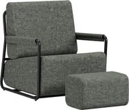 SoBuy Fauteuil avec repose-pieds - Tissu gris foncé - Base en métal