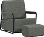 SoBuy Fauteuil avec repose-pieds - Tissu gris foncé - Base en métal