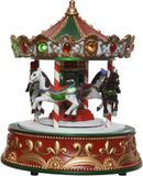 Lumineo Kerstdorp draaimolen - draaiend - met licht en muziek - 21,5 cm - carrousel