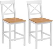 HOMCOM Barkruk Grenenhout Naturel Hout Set van 2