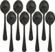 5five Theelepels/dessertlepels/koffielepels - 16x - Zwart - 14 cm - RVS