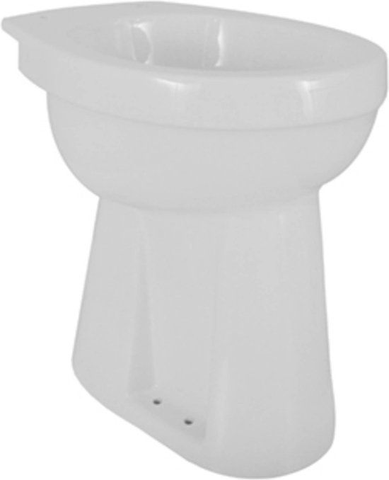Saqu Ecoline Staande Toiletpot - Vlakspoel - Verticale Afvoer - 45,5cm Hoog - Wit - Zonder Toiletbril
