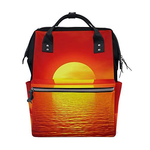 MONTOJ grote gouden bal zomer zonsondergang over de oceaan patroon canvas rugzak Travel Campus rugzak