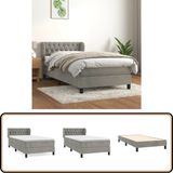 vidaXL Boxspring met matras stof lichtgrijs 90x200 cm