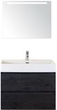 BES LED Maxx XL Badmeubelset 80 cm - Black Oak - Wastafel Kube 1 Kraangat met Sence Spiegel