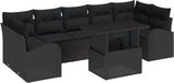 vidaXL Banc de jardin - Set - 8 - pièces - Noir - poly - rotin
