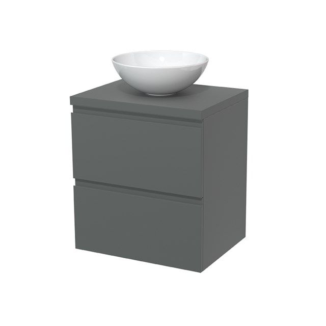 Maxaro Badkamermeubel Modulo Plato 60cm Middengrijs 2 Lades Greeploos