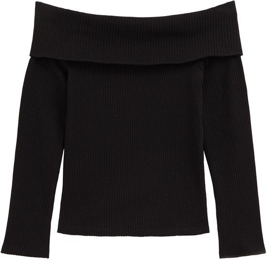 WE Fashion Meisjes off shoulder gebreide top - zwart