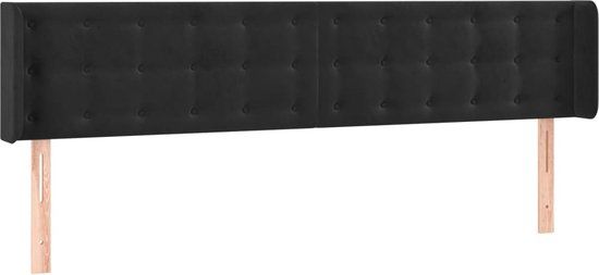 vidaXL Hoofdbord met randen 183x16x78/88 cm fluweel zwart