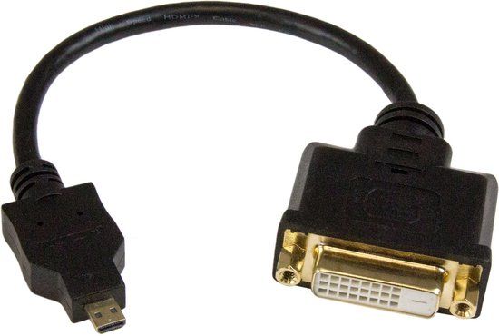 Startech.com HDMI®-naar-DVI-D video-adapterkabel 20cm HDMI-stekker naar DVI-bus HDMI Male to DVI Female zwart
