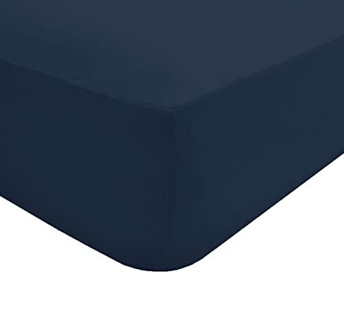 Sleepdown Sleepdown Hoeslaken Polycotton Easy Care Non - Strijkijzer Super Zacht 12,5 Inch 25 cm Extra Diep Bedlaken Beddengoed - Eenpersoons - Navy, 5056242764793