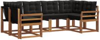 vidaXL Hoek loungeset 6-delig Acaciahout Naturel en Zwart