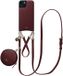 AVY Étui en cuir pour Apple iPhone 15 | Avec cordon et mini pochette pour téléphone | Compatible MagSafe | Étui en cuir avec cordon de 30 cm et 130 cm et pochette | Ensemble en cuir | Bordeaux
