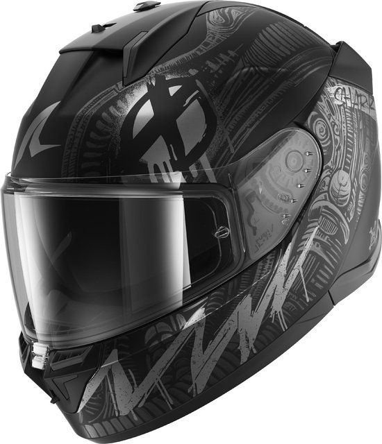 Shark D-Skwal 3 Shiever Helm - Zwarte Mat/zilver - XS