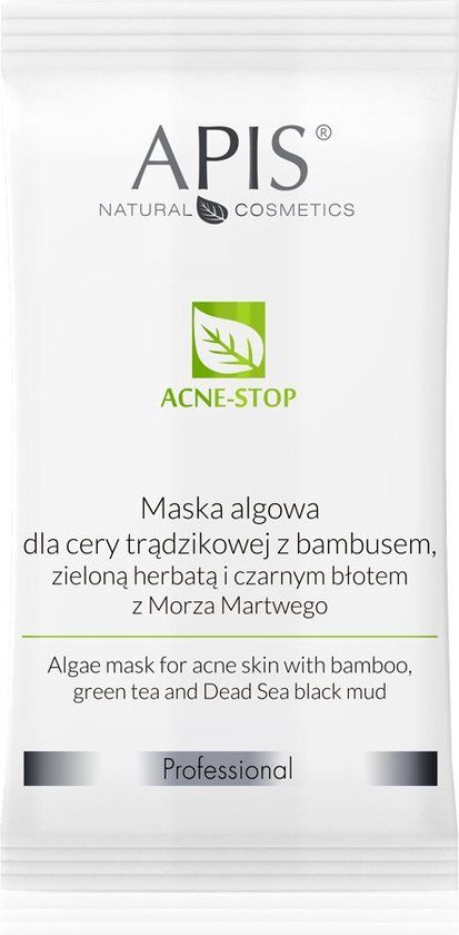 Apis Natural Cosmetics Acne-Stop algenmasker voor de acnegevoelige huid met bamboe groene thee en zwarte modder uit de Dode Zee 20g
