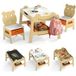 Bureau enfant 3-10 ans avec 2 chaises, avec tableau noir/tableau blanc réversible, 4 crochets, compartiment de rangement et bacs, naturel (style 1)