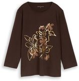 Tom Tailor - Slim fit shirt met lange mouwen en bloemenprint - Maat M - java dark brown