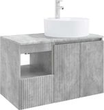vidaXL - Badkamermeubel - Set - 2 - st - Betongrijs - Bewerkt - hout