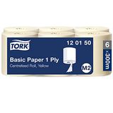 Tork 120150 Multifunctionele doekjes / Papierrollen Geschikt voor M2 Centrefeed System Big Dispensers / Geel / 6 x 300m / Ø 19cm